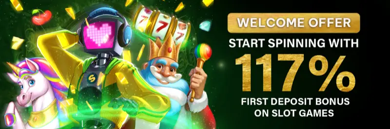 E2Bet Bangladesh slots welcome bonus — 117% first deposit match on all slot games