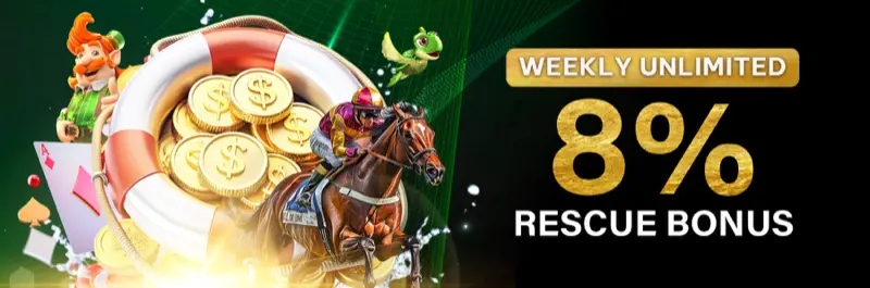E2Bet Hong Kong weekly rescue bonus — 8% back on losses, unlimited