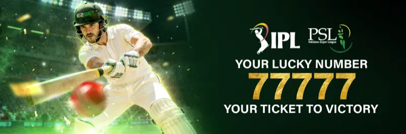 E2Bet India IPL and PSL Cricket Promo — Lucky Number 77777 Your Ticket to Victory