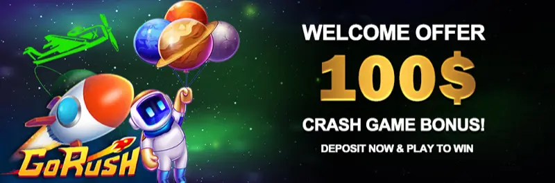 E2Bet Cambodia GoRush welcome offer — 100 USD crash game bonus for new players