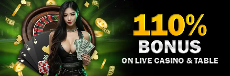 E2Bet Cambodia 110% welcome bonus for live casino and table games on first deposit