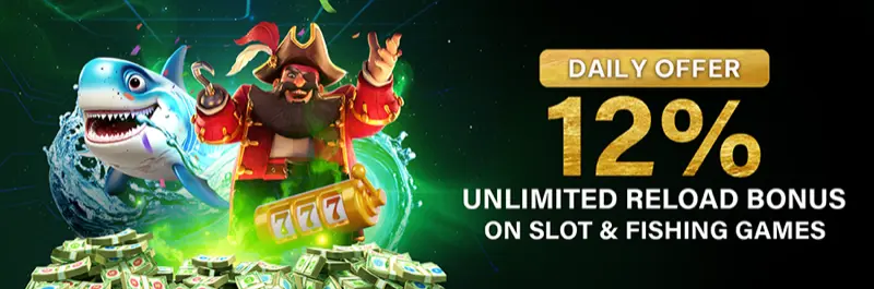 E2Bet Malaysia daily bonus — 12% unlimited reload on online slots and fishing games