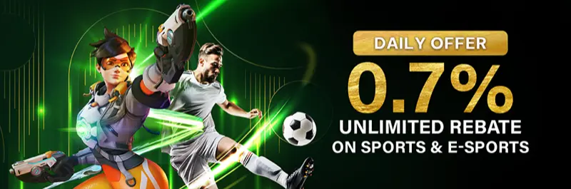 E2Bet Malaysia daily rebate — 0.7% unlimited cashback on sports and esports betting