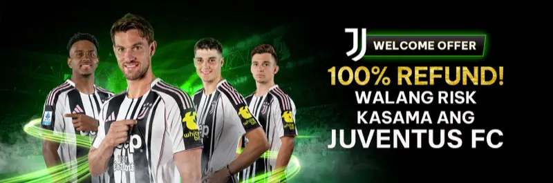 E2Bet Philippines welcome promo kasama ang Juventus FC — 100% refund walang risk