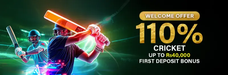 E2Bet Pakistan cricket welcome bonus — 110% first deposit match up to 50,000 PKR for PSL and IPL betting