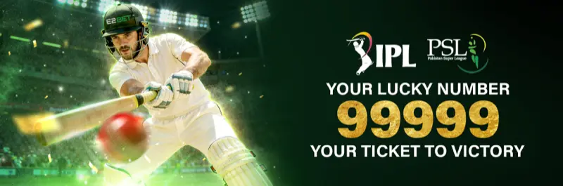 E2Bet Pakistan IPL and PSL Lucky Number 99999 — your ticket to victory with bonus up to 9,999 PKR