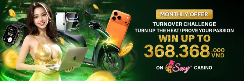 E2Bet Vietnam — Sexy Casino monthly turnover challenge prizes up to 368,368 VND